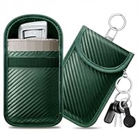 caslord Faraday Pouch for Car Keys, Pack of 2 Anti-Theft RFID Key Fob Protection Bag with 4 Pack Key Rings for Car Security, Keyless Entry Car Keys Case, M, Green