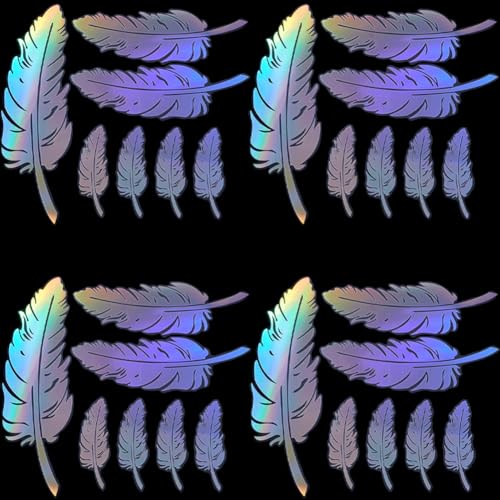 GORGECRAFT 28Pcs Feather Car Reflective Sticker Side Graphics Waterproof Colorful Stripe Decals Cover Scratches Decoration for Car Body Side Truck SUV Off-Road Vehicles Skateboard Motorcycle Bicycle