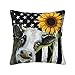 Federa decorativa per cuscino con bandiera americana, motivo girasole, bandiera americana, stile vintage, con bandiera americana, per casa, divano, letto, divano, 45,7 x 45,7 cm