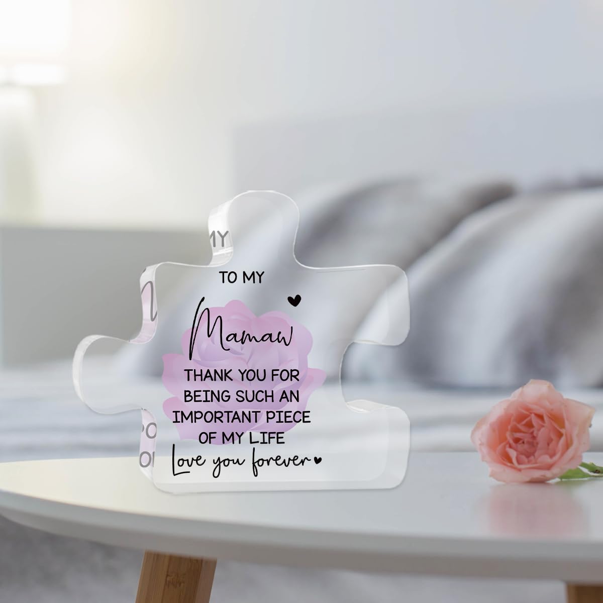 Mamaw Gifts Gifts for Mamaw Christmas From Grandkids Acrylic Puzzle Decorations 4.7 x 4.3 Inches Valentine's Day Christmas Birthday Gifts for Mamaw, Gifts Ideas for Mamaw Purple