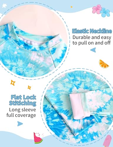 Image of TENVDA Girls Swimsuit Long Sleeve Rash Guard Sets UPF 50+ Two Piece Bathing Suits Size 3-12 Years