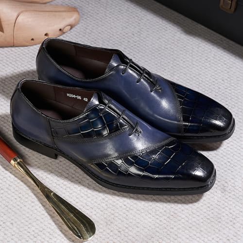 Oxford Handcrafted Men's Genuine Leather Lace up Dress Shoes2
