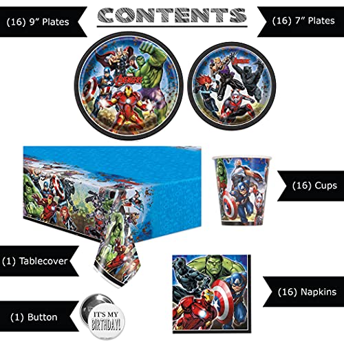 Marvel Avengers Party Supplies And Decorations For Superhero Birthday Party, Serves 16 Guests, Perfect For Girls And Boys, Easy Setup And Takedown With Plates, Napkins And Cups #TOP5