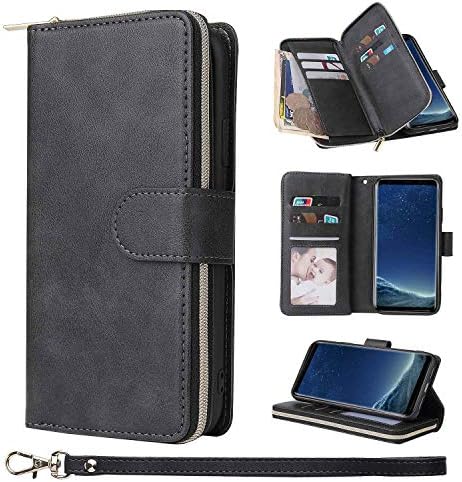 ZCDAYE Wallet Case for Samsung Galaxy S9,Premium[Magnetic Closure][Zipper Pocket] Folio PU Leather Flip Case Cover with 9 Card Slots Kickstand for Galaxy S9-Rose Gold