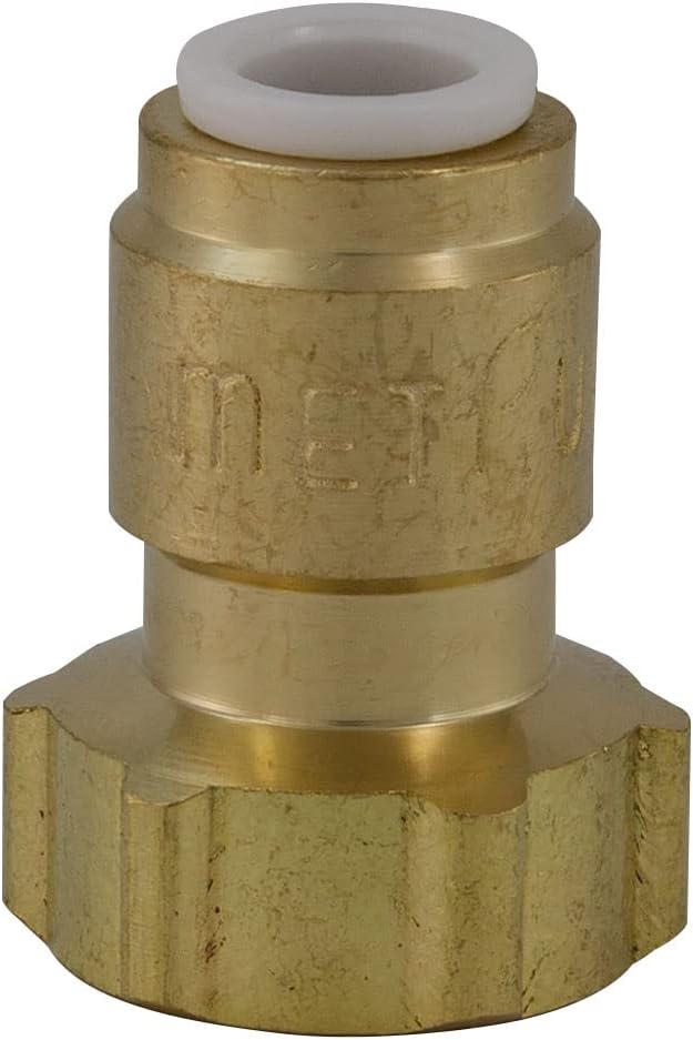 Quick Connect Female Brass Reducing Adapter - 1/4” Quick Connect x 3/8” Female Threaded Compression. Converts 3/8" COMP Fittings to a QC. Perfect for Water Filtration, RO System, Ice Maker (5 Pack)