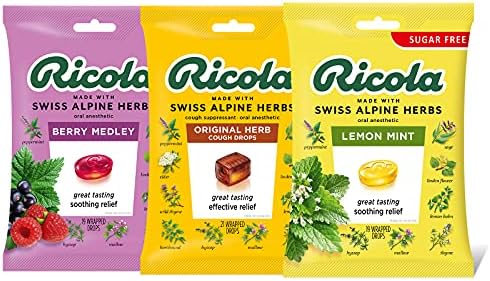Ricola Everyday Bundle, Berry Medley (19 ct), Original (21 ct), Sugar Free Lemon (19 ct), Pack of 3