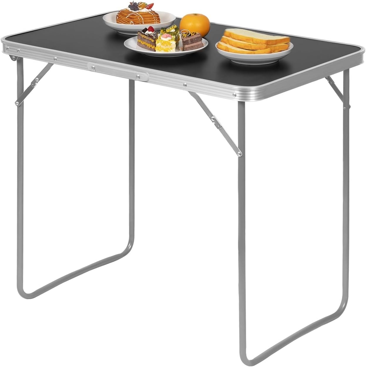 Folding Dining Table Foldable Hiking Traveling Outdoor Table Folding Camping Table 80x50x70cm Balcony Garden Picnic Table with Handle (Color : White)