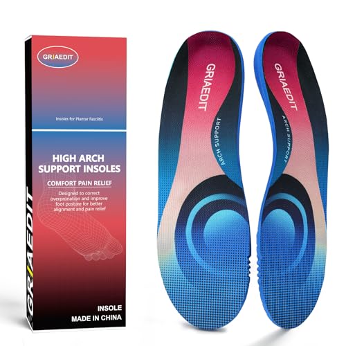 Image of Plantar Fasciitis Insoles for Men Women, High Arch Support Orthotic Inserts for Flat Feet Pain Relief, Shock Absorbing Inserts for Standing All Day, Work Boots M11-11.5 /W13-13.5