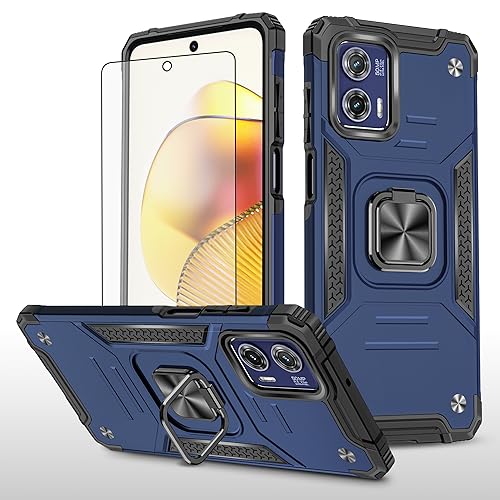 Coque Moto G73 5G avec anneau support béquille et protection écran