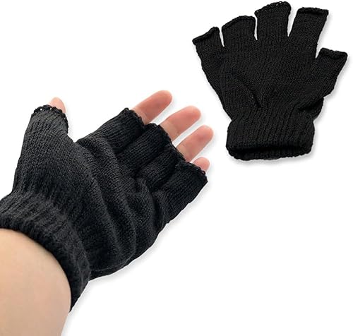 Luva sem Dedos Frio Inverno Preto Lisa Tamanho Único Luvas Unissex Par