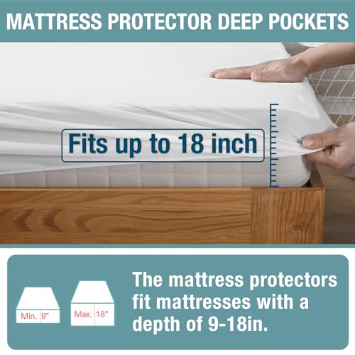 Bedecor USH8102 Queen Mattress Protector Waterproof Cotton Mattress Cover Pee Proof Liquid Proof Pet Incontinence Elderly Essentials Bed Cover Fitted Sheet Deep Pocket thumb #2