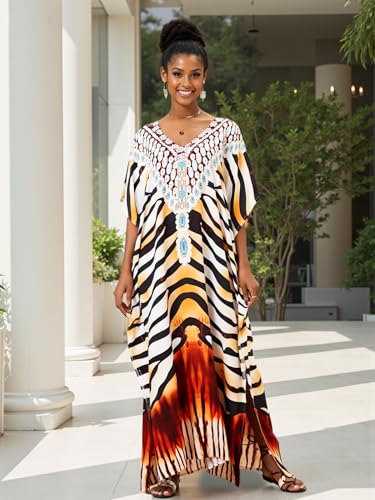 Image of Kaftan Dresses for Women Plus Size Bathing Suit Cover up Caftan Maxi Beach Dresses