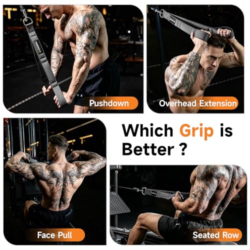 Image of MANUEKLEAR 24-Inch 3-Grip Tricep Rope Cable Attachment for Gym Greater ROM
