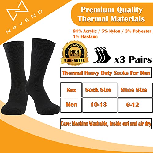 Nevend Men's Winter Thermal Boot Thick Insulated Heated Socks For Cold Weather Outdoor Activities 3 Pairs #TOP3