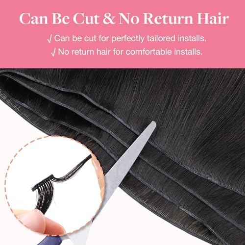 Image of GOO GOO Genius Weft Hair Extensions Human Hair, Sew In Weft Extensions, Seamless Blend & No Bulk Flat, Natural Volume for Women, 2 /6 /2 Balayage Dark Brown to Chestnut Brown 14 Inch 50g