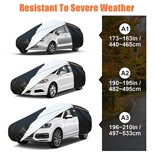 Aumotop Hail Protector Car Covers for Automobiles, Sedan Full Exterior Covers Cars with Door Shape Zipper Rain Waterproof All Weather, Seal Skin Car Tarp Universal Fit for Indoor Outdoor (190-195in) - Thumbnail 6