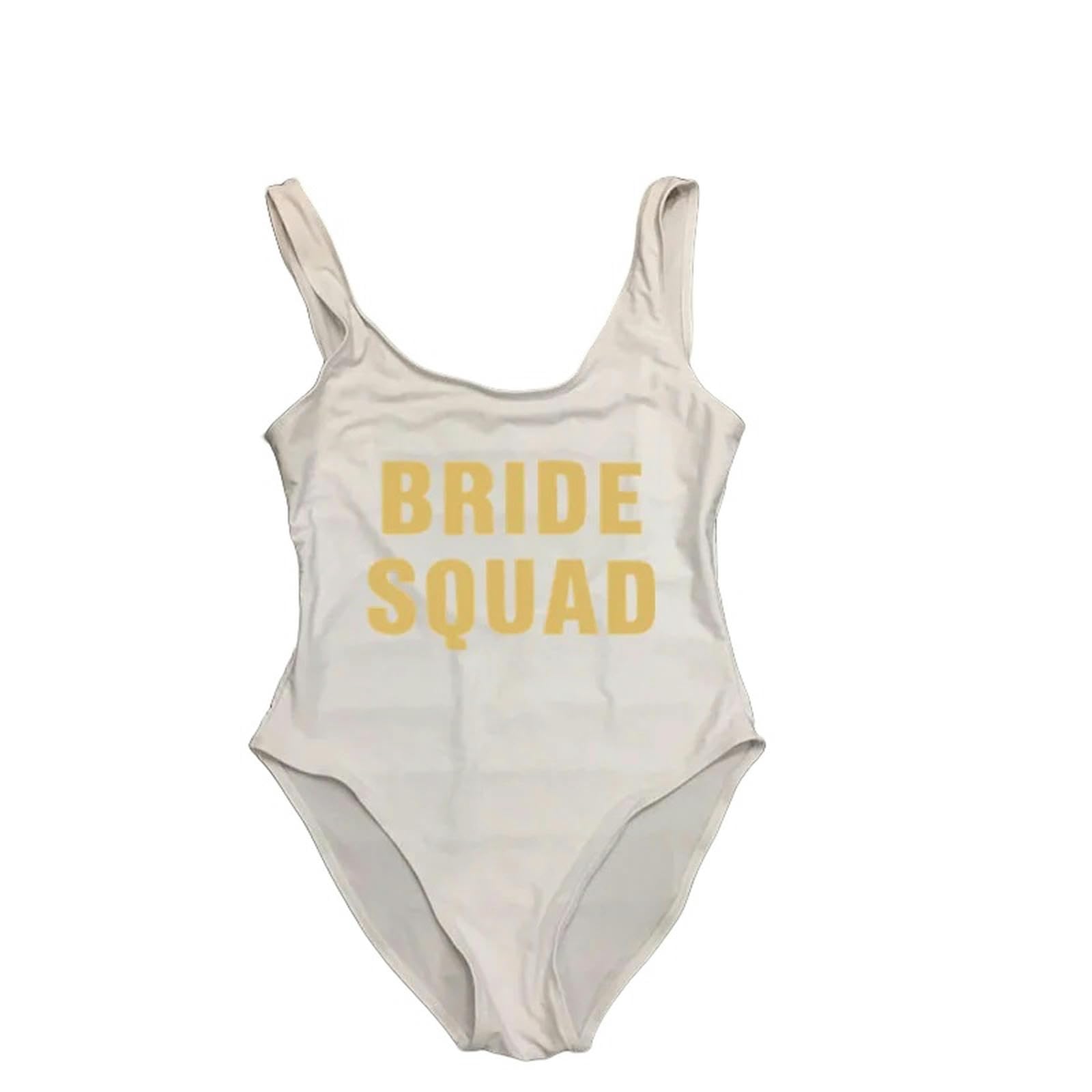 Bride Team Swimsuit Bachelorette Party Bridal One Piece Swimsuit Bridal Squad Gold Text One Piece Swimsuit