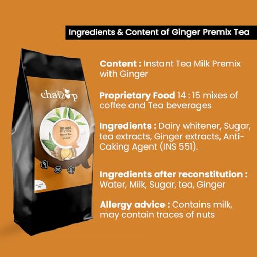 Image of Chaizup Premium 1 Min Instant Assorted Tea Pack - 1kg Poly (Pack of 2) | Ginger & Masala Flavours | Approx. 144 Servings | 2kg