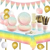 🥘🍴 【PARTY-ZUBEHÖR Für 20 Gäste】 Insgesamt 159 Stück und Dieses Party-Geschirr enthält alles, was Sie für bis zu 20 Gäste benötigen: 20 Teller 10 