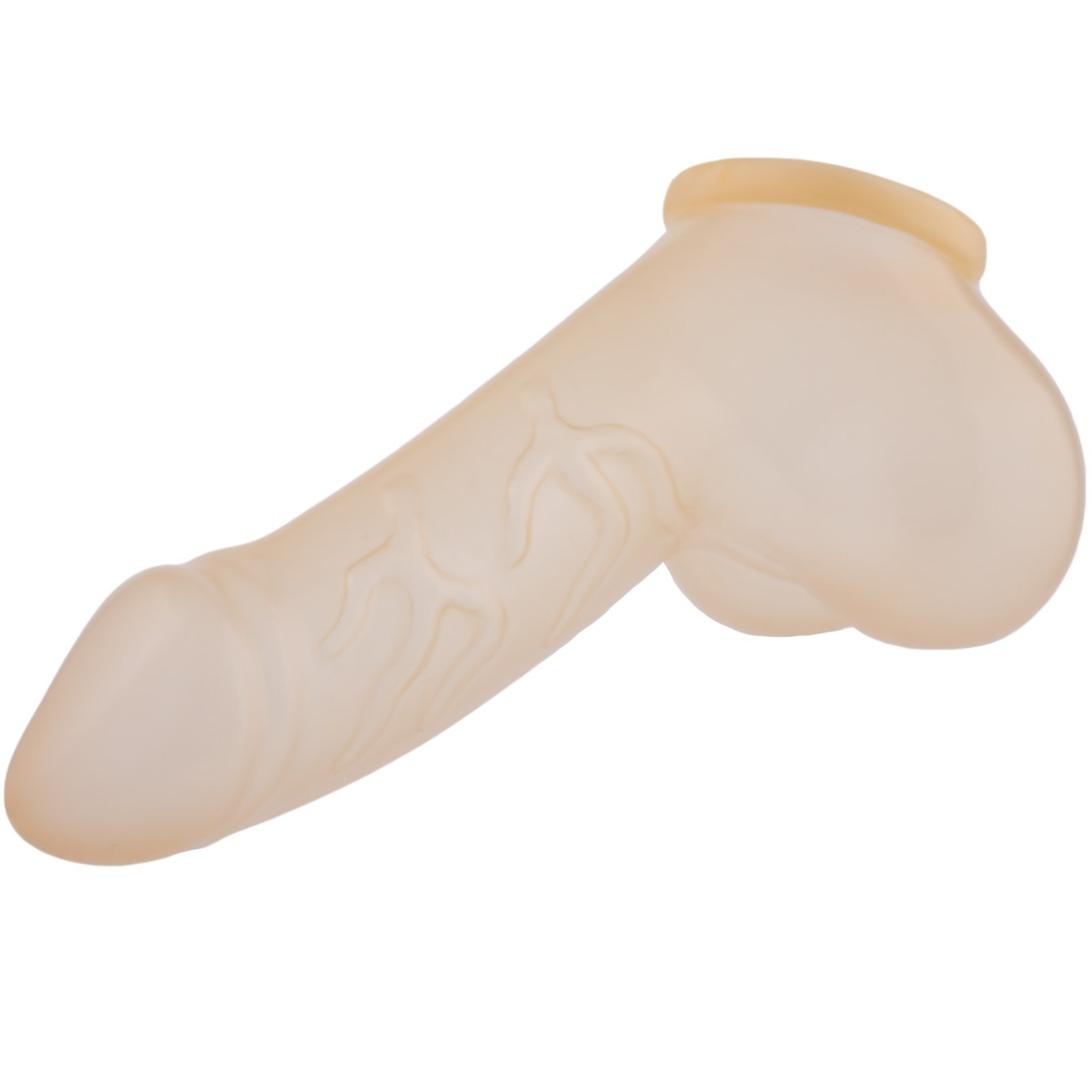 lattice guaina pene Danny semi trasparente Lunghezza del pozzo: 11,5 cm - Penis sleeve con scroto e glande marcato