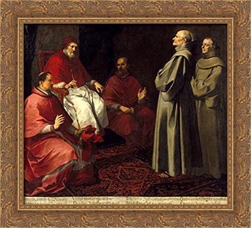 The Blessed Giles Levitating Before Pope Gregory IX 22x20 Gold Ornate Wood Framed Canvas Art by Bartolome Esteban Murillo