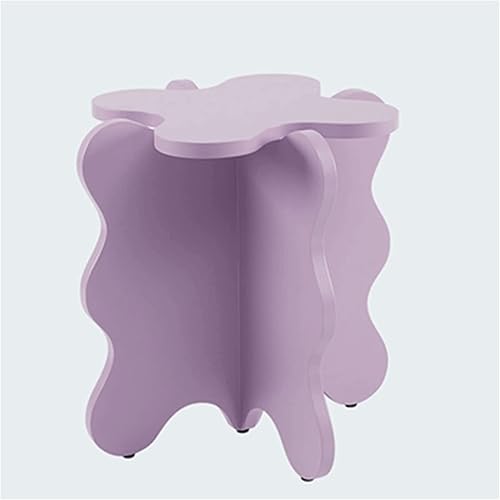 Mesa de Centro Mini Mesa de centro de pétalos de 17.7 x 19.7 in de madera maciza, mesa auxiliar con ondas de madera maciza, mesa auxiliar nórdica