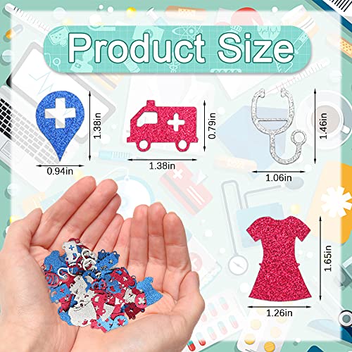 200 Pieces Nursing Graduation Confetti Red Blue Silver Nurse Uniform Confetti Graduation Decor Sequin Paper Confetti For Nurse Graduation Party Graduation Ceremony Favor Table Nurse Day Decorations #TOP1