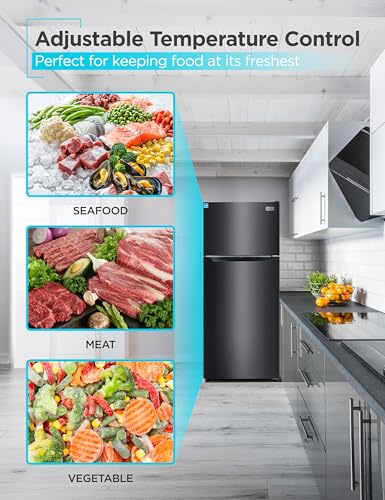 BLACK+DECKER 14.6 Cu. Ft. Top Mount Refrigerator with Freezer, 2 Door Refrigerator with Top Freezer and Adjustable Temperature Control, ENERGY STAR, BR1460HB, Black - Image 4