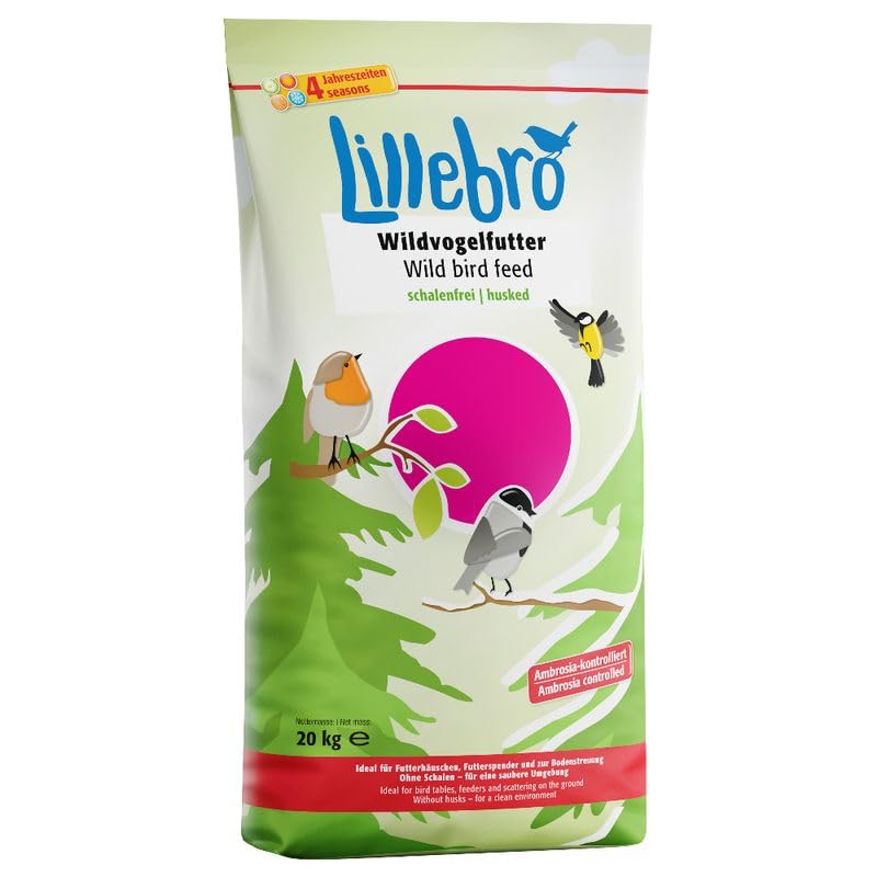 lillebro husk-free Wild Bird Food 20 kg. High Qualität Getreide, Samen und Nüsse, dass ideal für Vogelhäuser