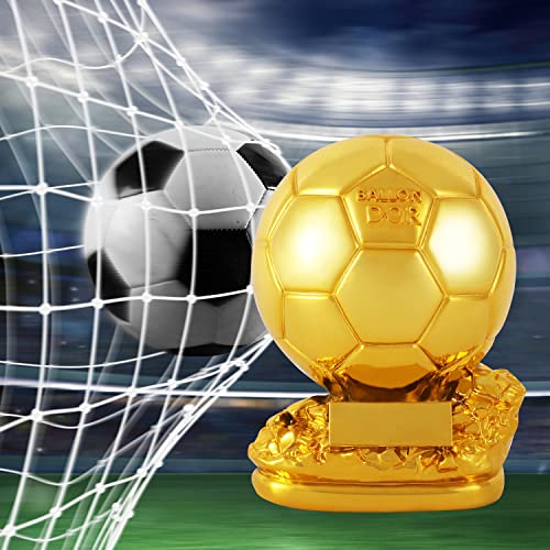 Fubosi Troféu de futebol de 16,3 cm, troféu de bola dourada, melhor réplica de resina de troféu de f