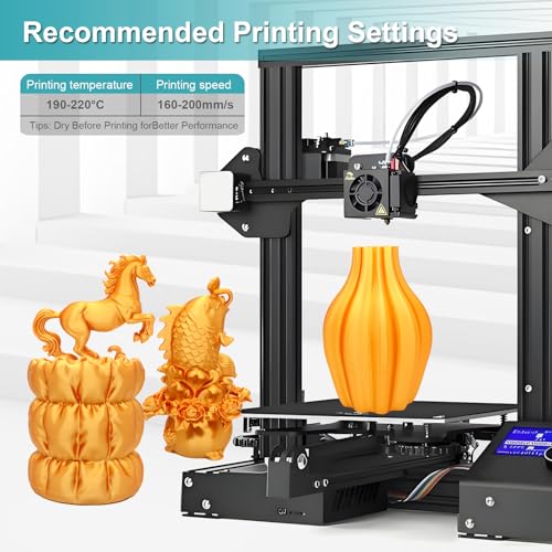 Image of Silk PLA Filament 1.75mm Gold 250g, Shiny 3D Printer Filament Dimensional Accuracy + /- 0.02mm, 250g Spool Fits for Most FDM 3D Printers