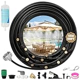Brumisateur Terrasse,Kit Brumisateur Exterieur,18M Tuyau 25 Buses de Brume avec Joint en T Adaptateur 3/4