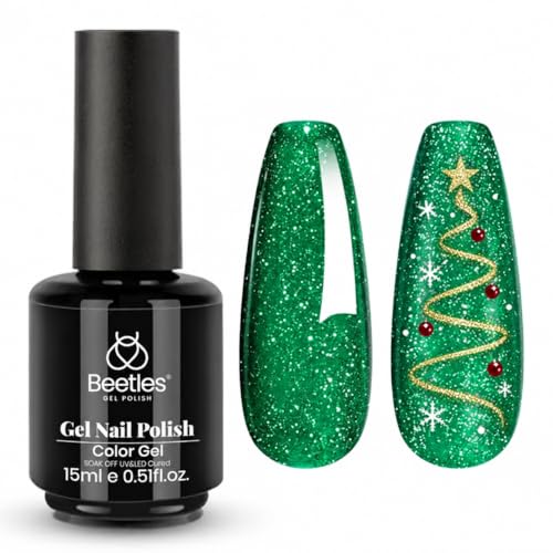 Beetles Green Gel Nail Polish, 15ML Full Size Christmas Green Gel Polish
