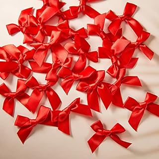 24 Pieces Self Adhesive Bows for DIY Craft Gift Wrapping Silk Satin Ribbon Bows 5 cm for Christmas Valentine's Baby Shower Easter Decorations Card Making Embellishments (Black)