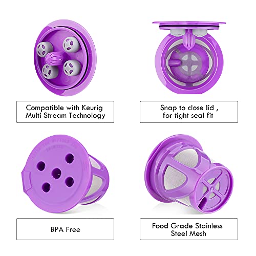 Refillable K Cups For Keurig K Supreme And K Supreme Plus, Reusable Coffee K-Cup Capsule Filter Pods Compatible With Keurig Coffee Maker K Coffee Machine Brewers, 4 Purple 2 Black #TOP4