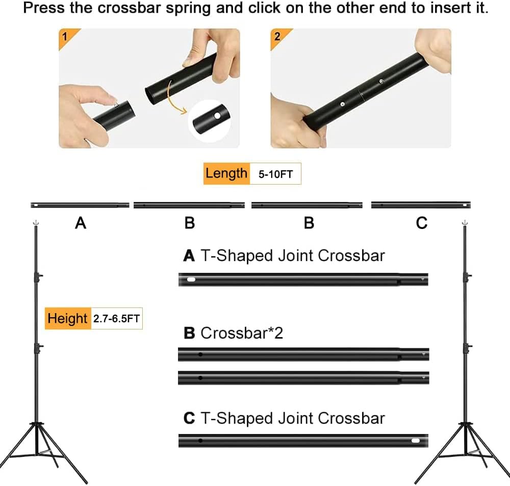 MOUNTDOG Background Stand 8.5X10ft, Backdrop Support System Kit Photo Video Studio Adjustable Heavy Duty Background Support with Sandbag & Carry Bag : Electronics