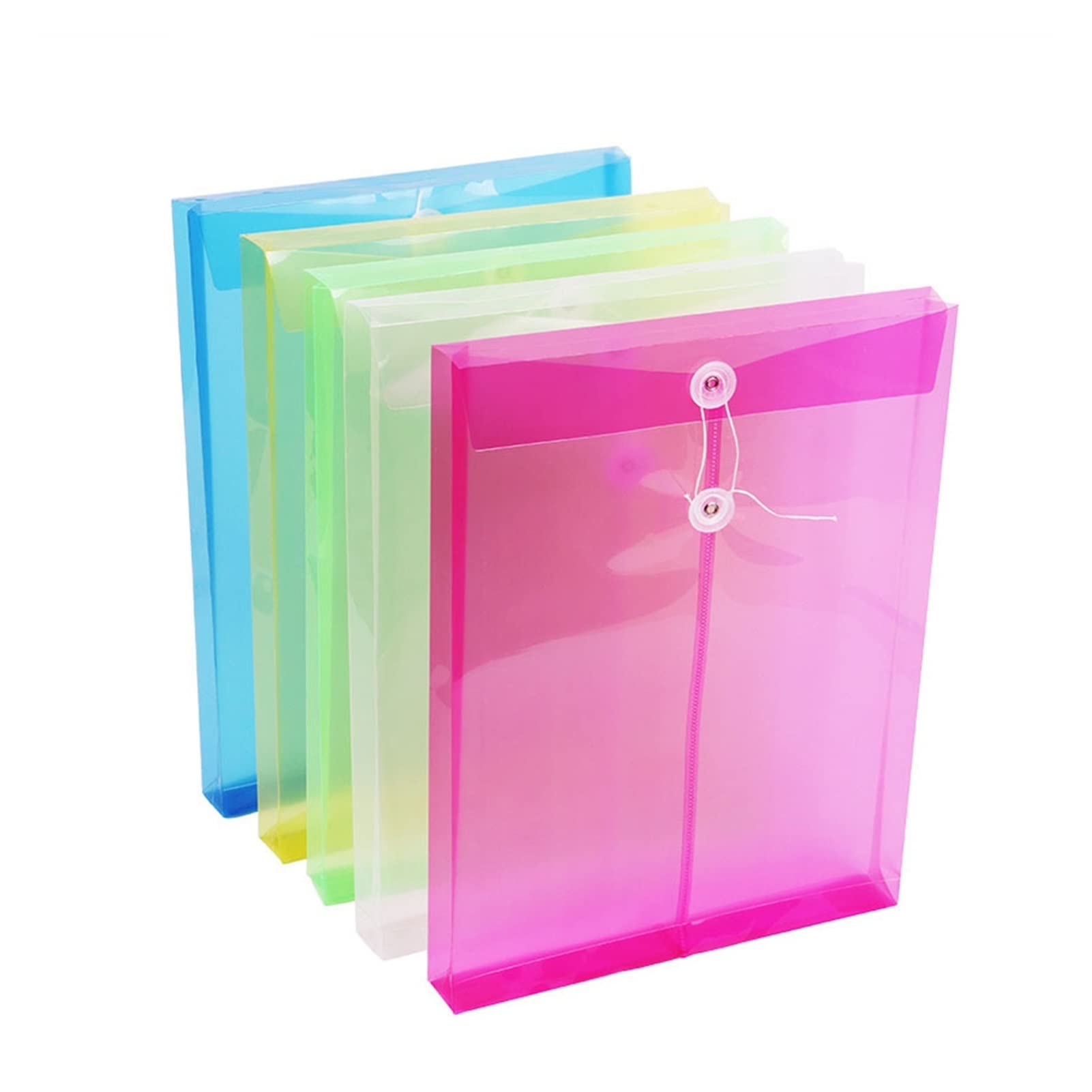 Carpetas, Organizador de archivos oficina plástico transparente A4, 5 piezas, cierre botón multicolor(Rose Red)