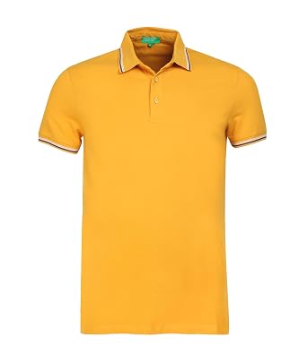 United Colors of Benetton Polo T Shirt | Collar Tshirts | Half Sleeves Plain T Shirt | Solid Polo T-Shirt with Colored Collar Tipping