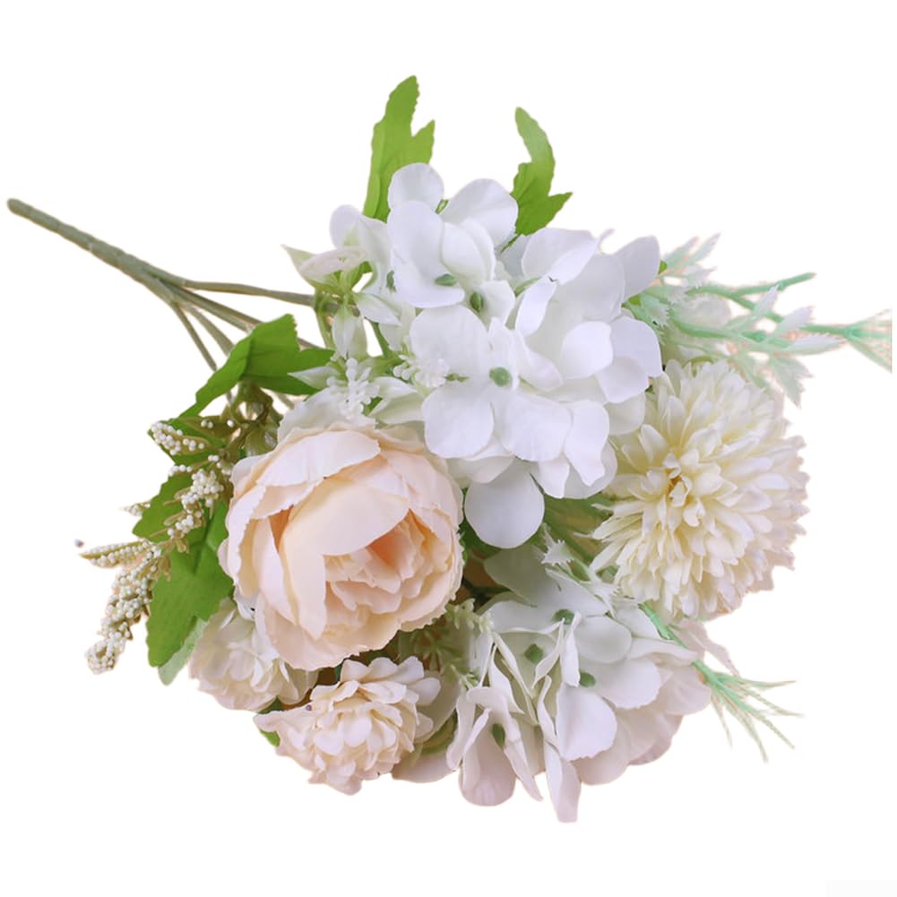Bouquet de roses artificielles en soie blanche, fleurs de prestige pour interieur chic