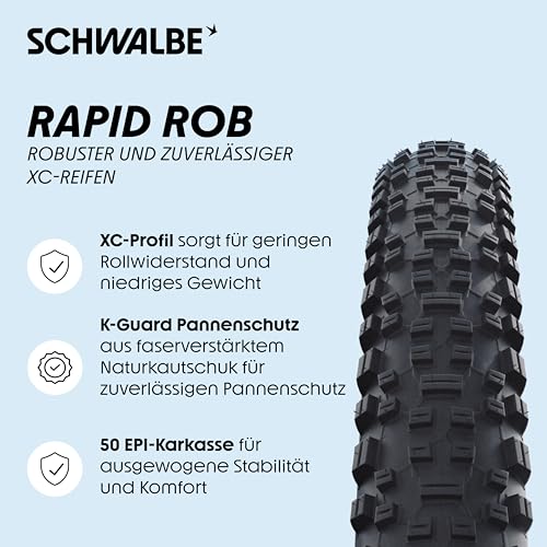 Schwalbe Rapid Rob MTB Fahrradreifen 26/27.5/29 Zoll mit Pannenschutz