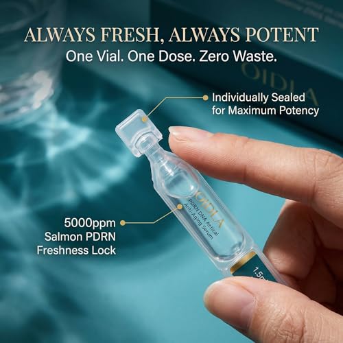 OIDLA Salmon DNA PDRN Anti-Aging Serum 5000ppm–Microneedling Aftercare Face Serum with 6 Hyaluronic Acid, Niacinamide–Reduces Wrinkles, Fades Dark Spots–Korean Skincare (30 Vials,1.5 fl oz)