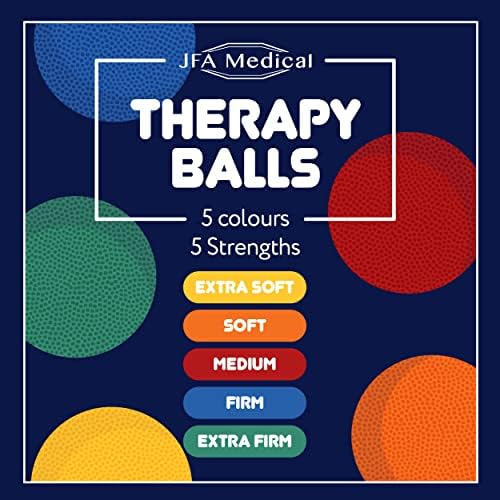 JFA Medical Hand Therapy Exercise Balls 5 Strengths - Extra Soft, Soft, Medium, Firm, Extra Firm