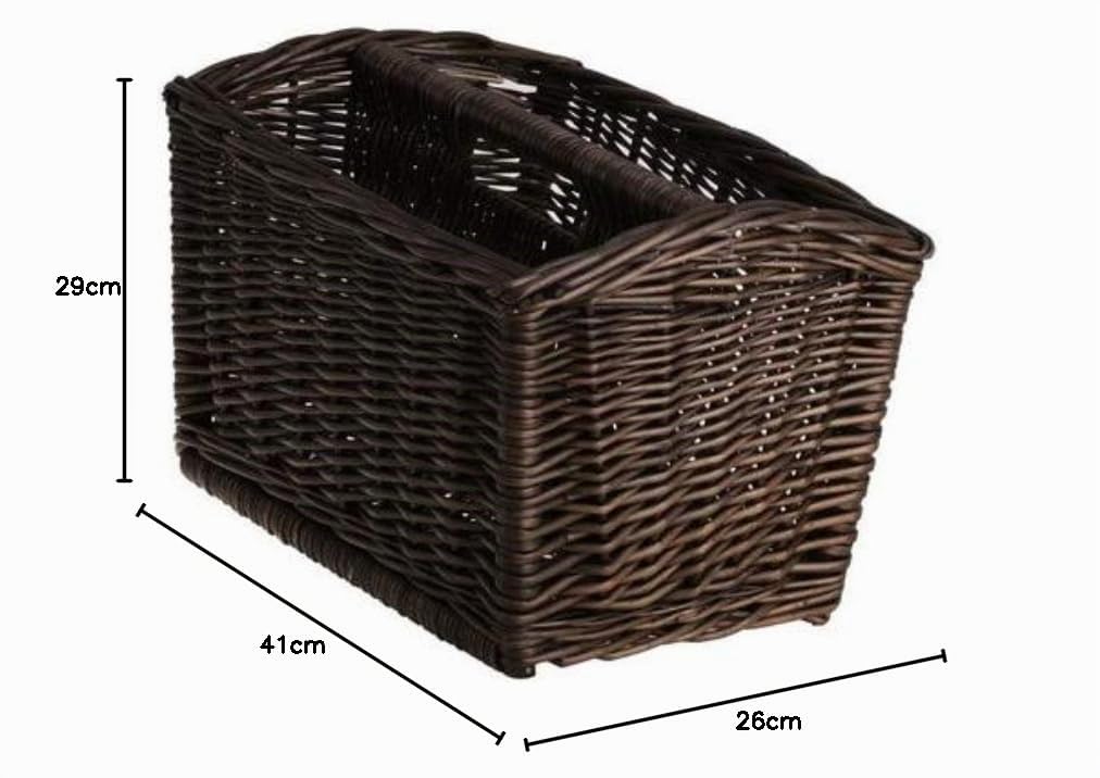 Panier à magazines en osier,porte-revues,panier en osier pour ranger journaux (Marron)