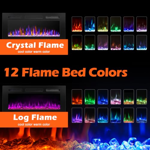 Image of 30 inch Electric Fireplace Wall Mounted and Recessed 750 /1500w W /Remote Control