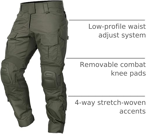 Miniatura 3 de IDOGEAR Pantalones de combate G3 Camo Pantalones con rodilleras Pantalones tácticos para hombre, múltiples bolsillos con gancho y bucle ajustador