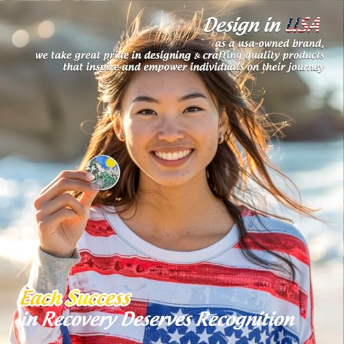 Image of Sunlight 53 Year Sobriety Coin - Recovery 53 Year AA Coins - Serenity Prayer NA AA Chips and Medallions - 1-65 Prime Living Clean Sober Token - Narcotics Alcoholics Anonymous Gifts for Men Women