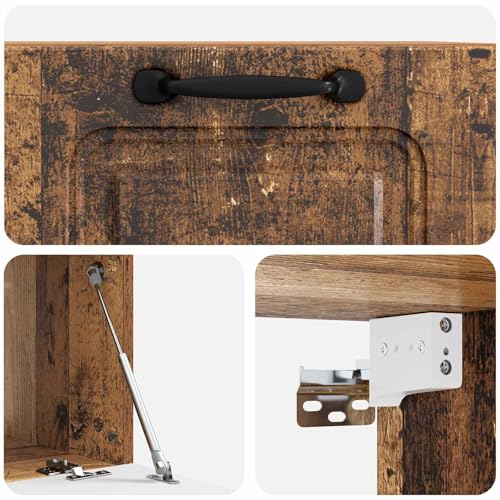 Meuble TV mural d'architecte en bois vieilli texturé de 59,5 cm - 8
