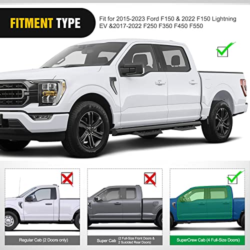 Image of Nilight Running Boards for 2015-2026 Ford F150 Bushi 3.6 Inch Drop Side Steps Bolt-on Black Powder Coated