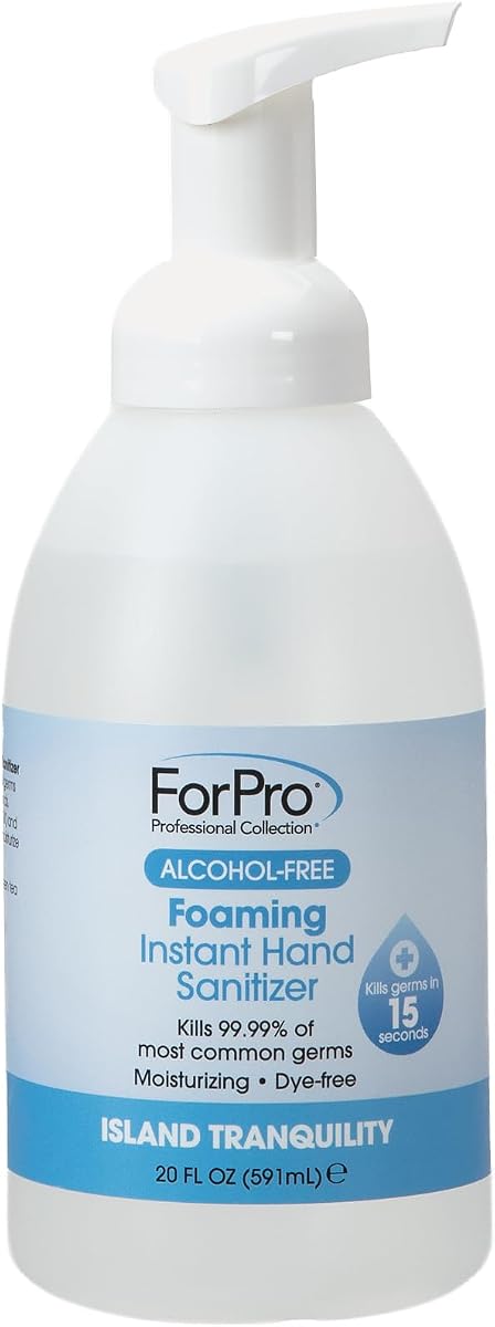 ForPro Alcohol-Free Foaming Instant Hand Sanitizer, 20 Fl Oz – Moisturizing, Dye-Free Formula, Island Tranquility Scent