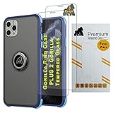 Gorilla Tech Funda de silicona de gel para iPhone 11 Defender con anillo de sombra azul marino y protector de pantalla, paquete de 3 unidades de vidrio templado